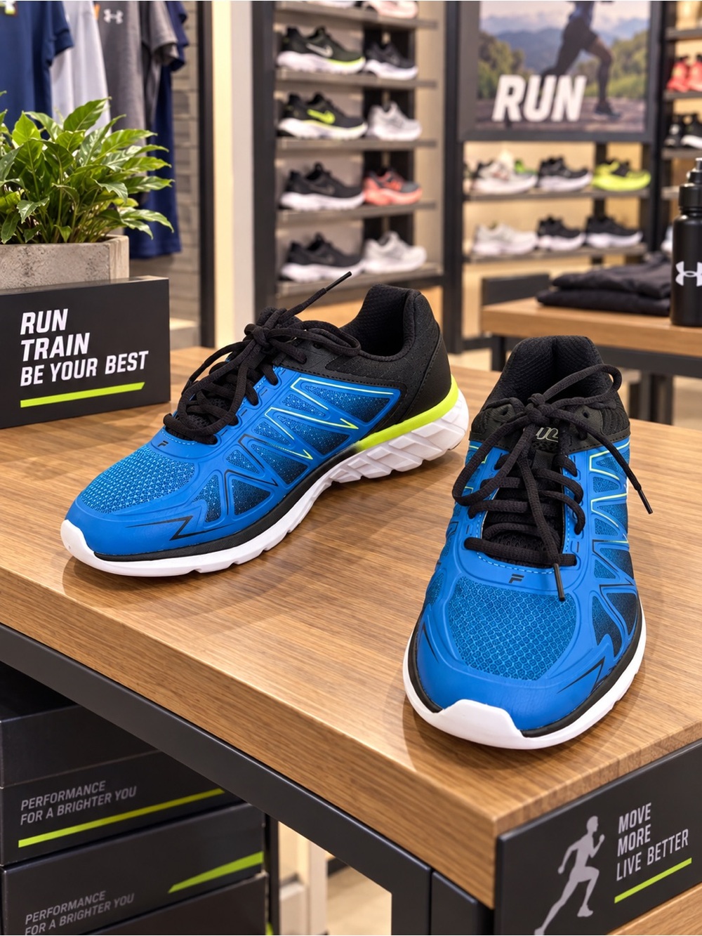 Fila Blue and Black Sneakers with Neon Yellow Accent